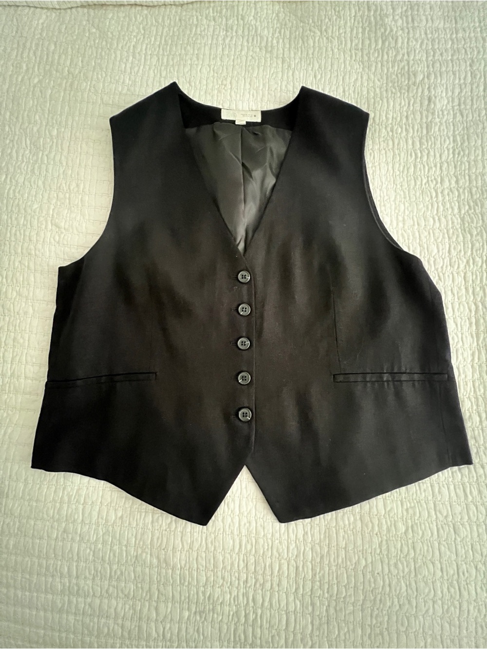 Zara Black Linen V Neck Vest